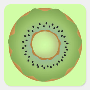 Kiwi Donut Quadratischer Aufkleber