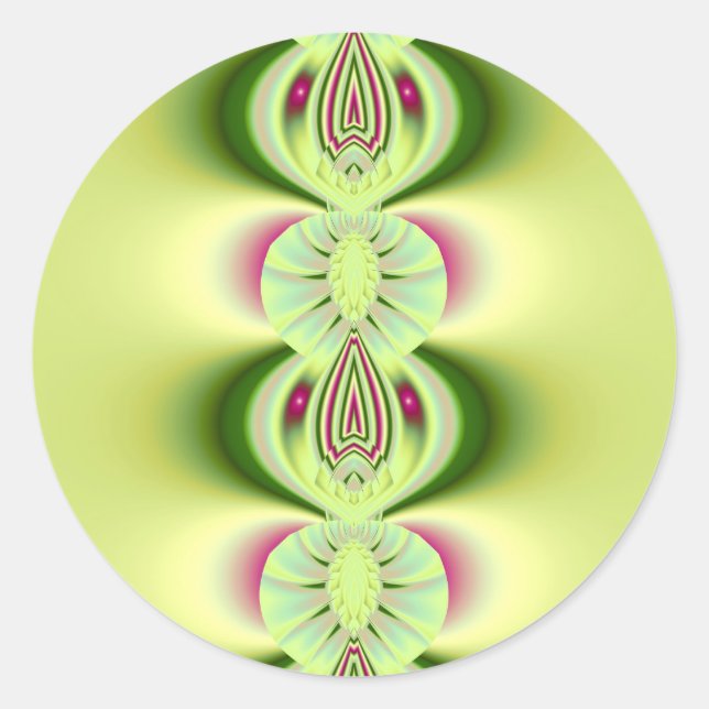 Kiwi Fine Fraktal Art Runder Aufkleber (Vorderseite)