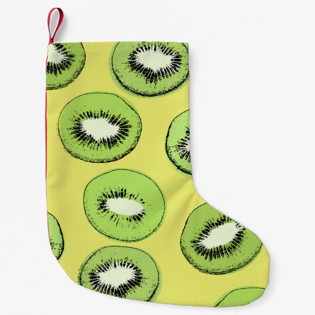 Kiwi-Frucht-nahtloses Muster, Hintergrund mit Kiwi Kleiner Weihnachtsstrumpf (Vorderseite)