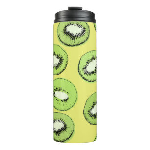 Kiwi-Frucht-nahtloses Muster, Hintergrund mit Kiwi Thermosbecher