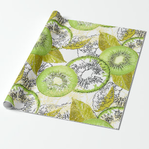Kiwi, fruchtig, grün und weiß, frisch, saftig, w geschenkpapier