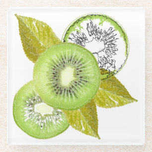 Kiwi, fruchtig, grün und weiß, frisch, saftig, wei glasuntersetzer