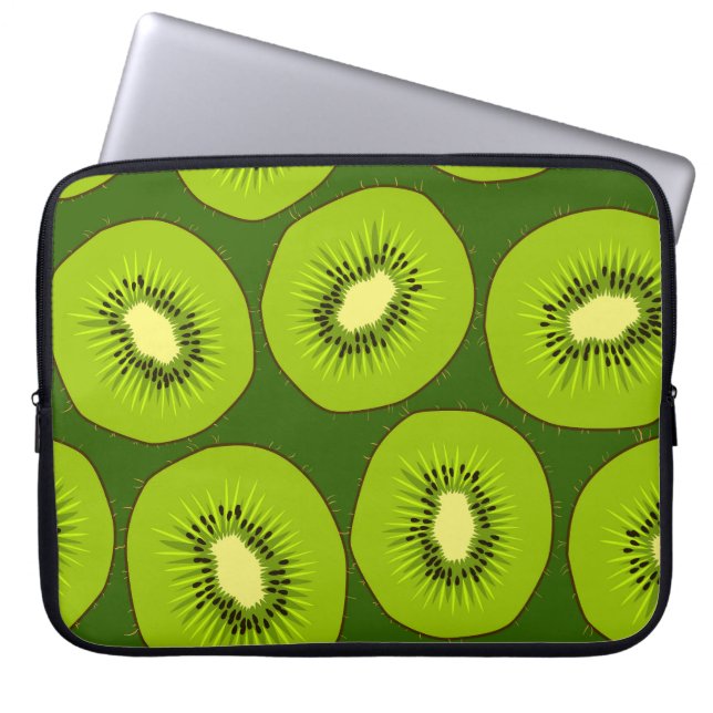 Kiwi Fruchtscheiben: dunkelgrün. Laptopschutzhülle (Vorderseite)