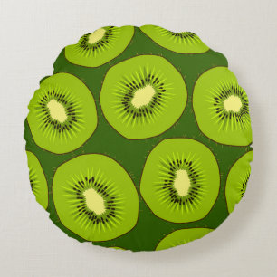 Kiwi Fruchtscheiben: dunkelgrün. Rundes Kissen