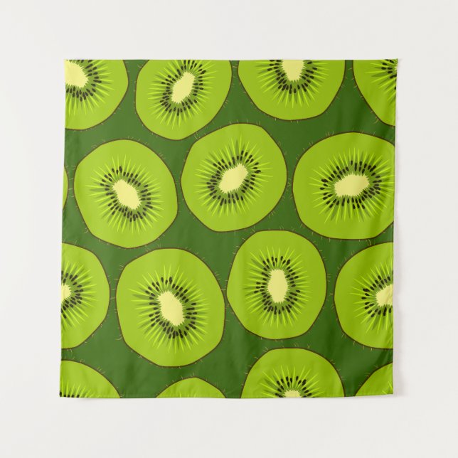 Kiwi Fruchtscheiben: dunkelgrün. Wandteppich (Vorderseite)