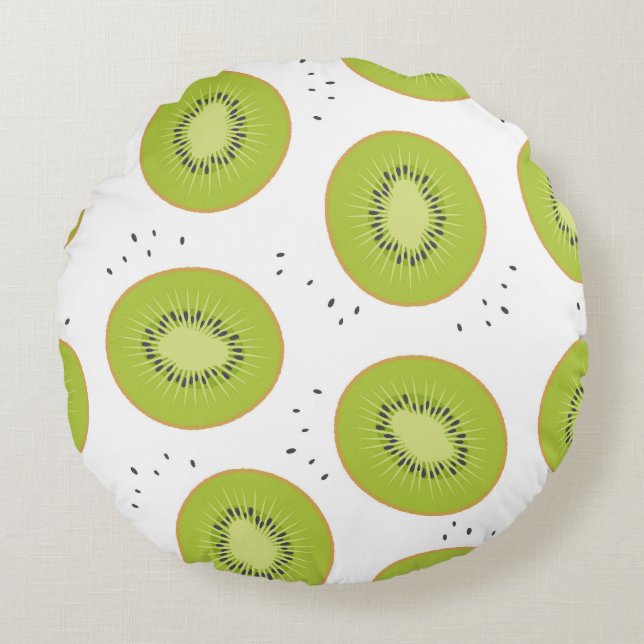 Kiwi Fruchtscheiben, nahtlose Abbildung. Rundes Kissen (Vorderseite)