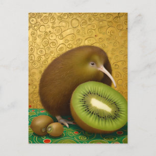 Kiwi Fruit and Bird Postkarte