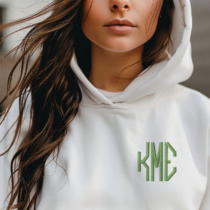 Kiwi Green 3-Buchstaben-Custom-Monogramm Bestickter Hoodie