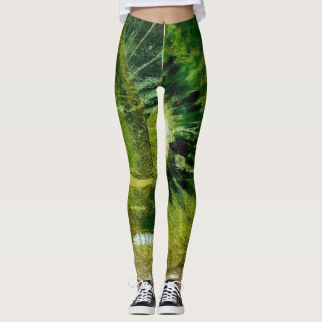 Kiwi Green Gefärbte Krawatte New Leggings (Vorderseite)