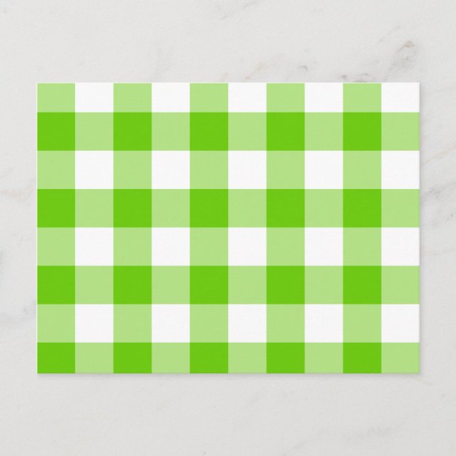 Kiwi Green Gingham Postkarte (Vorderseite)