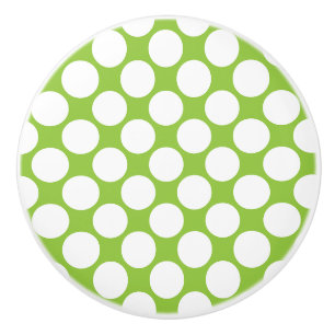 Kiwi, grün und weiß Polka dot Keramik Knob Keramikknauf