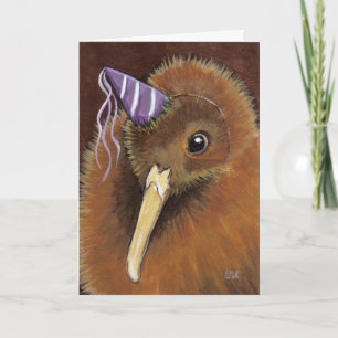 Kiwi in einer Partyhut - Vogelkunst Personalizable Karte