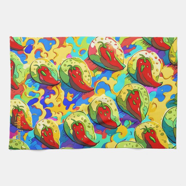 Kiwi Inferno - Ananas-Reich Geschirrtuch (Horizontal)