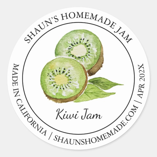 Kiwi Jam Modern Label Runder Aufkleber (Vorderseite)