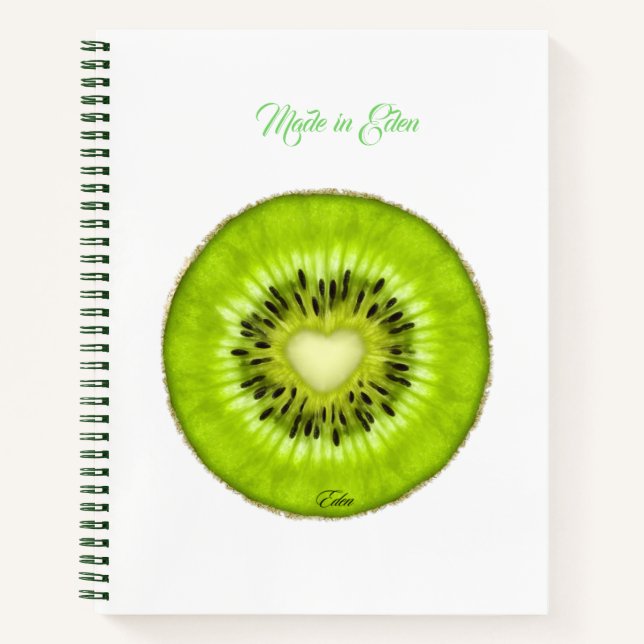 Kiwi Made in Eden Spiralheft Notizbuch (Vorderseite)