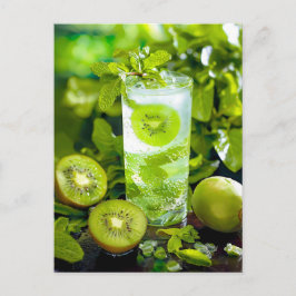 Kiwi Mint Fizz - Grüne Erfrischung Feiertagspostkarte