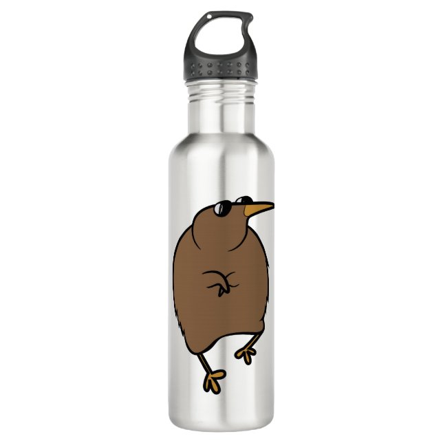 Kiwi mit Sonnenbrille tanzen Edelstahlflasche (Vorderseite)