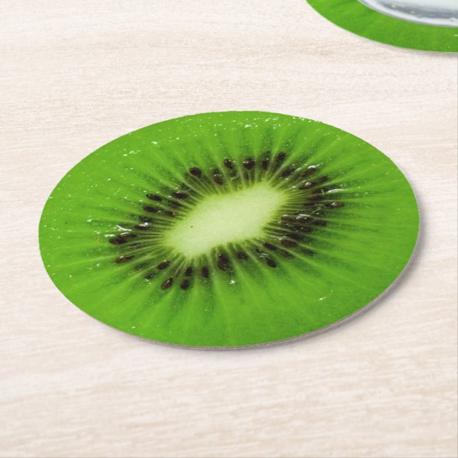 Kiwi-neue Scheibe Runder Pappuntersetzer (Angewinkelt)