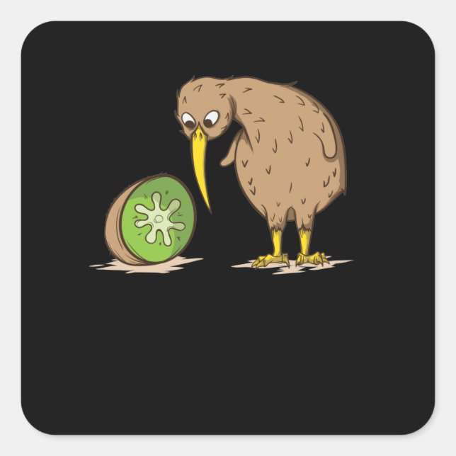 Kiwi Neuseeland flugunfähig Vogel Kiwifrucht Quadratischer Aufkleber (Vorderseite)