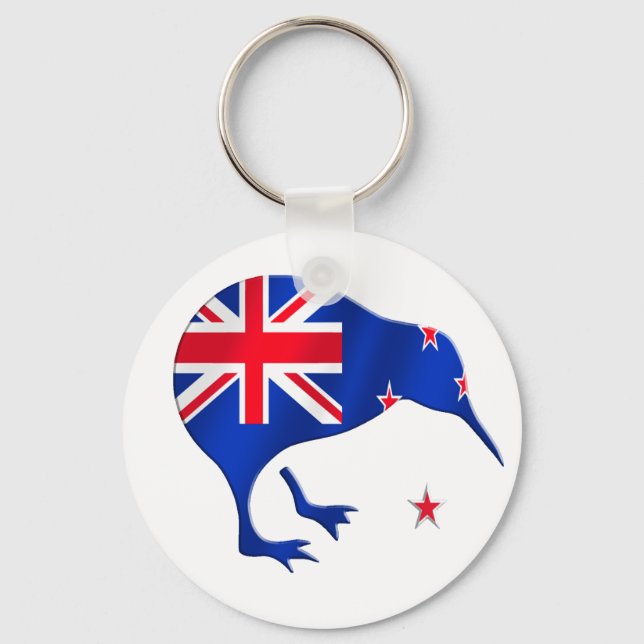 Kiwi-Neuseeländische Fahnenfußballgeschenke Schlüsselanhänger (Vorderseite)
