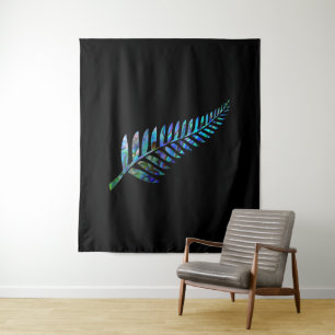 KIWI NEW ZEALAND FERN PAUA TAPESTRIE WANDTEPPICH