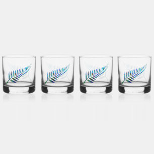 KIWI NEW ZEALAND FERN PAUA WHISKYGLAS