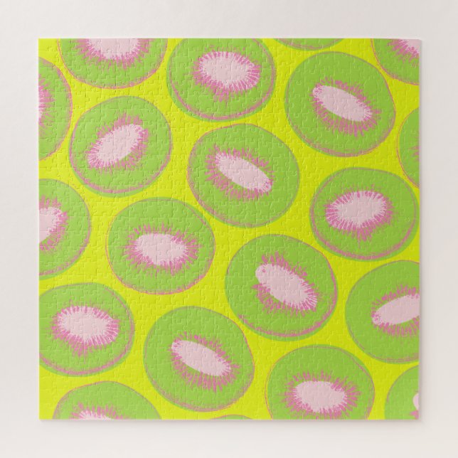 Kiwi Pop Art Frucht Muster in Chartreuse und Rosa (Vertikal)