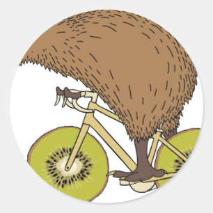 Kiwi-Reitfahrrad mit Kiwi-Rädern Runder Aufkleber