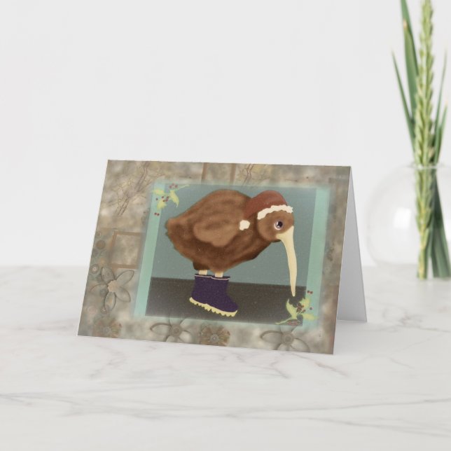 Kiwi Santa Feiertagskarte (Vorderseite)