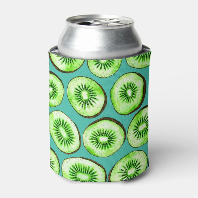 Kiwi-Scheiben auf Türkis Dosenkühler (Kanne Vorderseite)