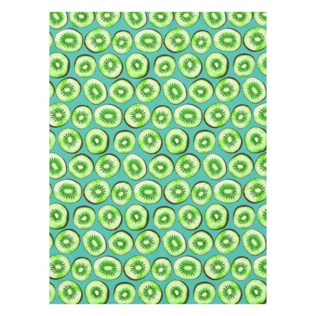 Kiwi-Scheiben auf Türkis Tischdecke (Vorderseite)