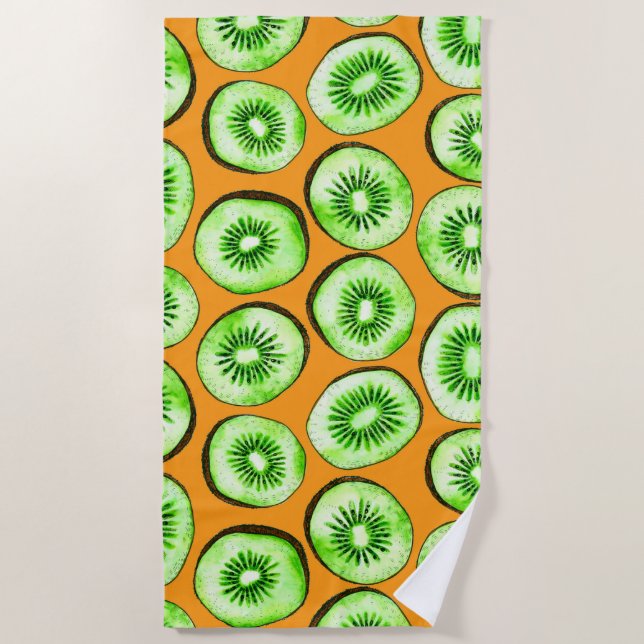 Kiwi-Scheiben Strandtuch (Vorderseite)