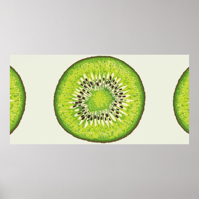 Kiwi Slice-Illustrationsmuster Poster (Vorne)
