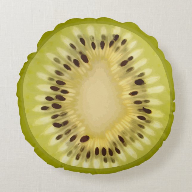 Kiwi Slice Rundes Kissen (Vorderseite)