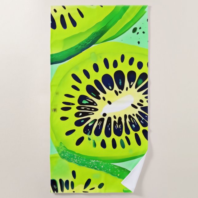 Kiwi Slices: Lebhaft und frisch Strandtuch (Vorderseite)