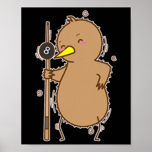 Kiwi spielen Billiards Poster