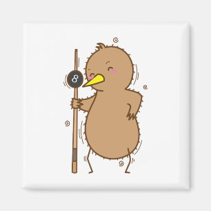 Kiwi spielt Bird and Frucht mit Billard Magnet