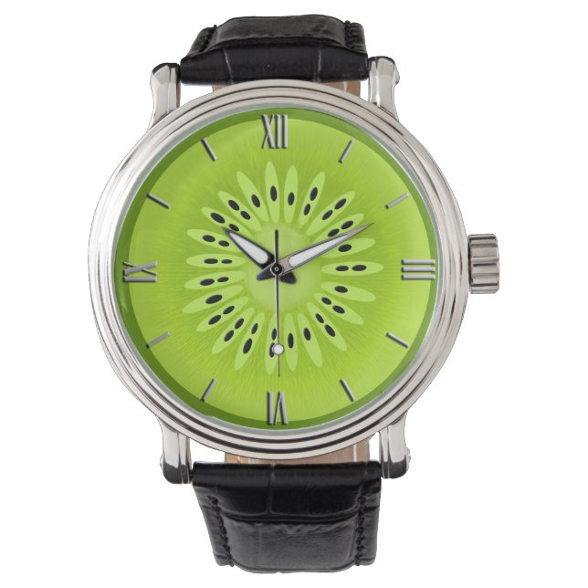 Kiwi Stylized Fruit Slice Armbanduhr (Vorderseite)