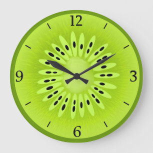 Kiwi Stylized Fruit Slice Große Wanduhr