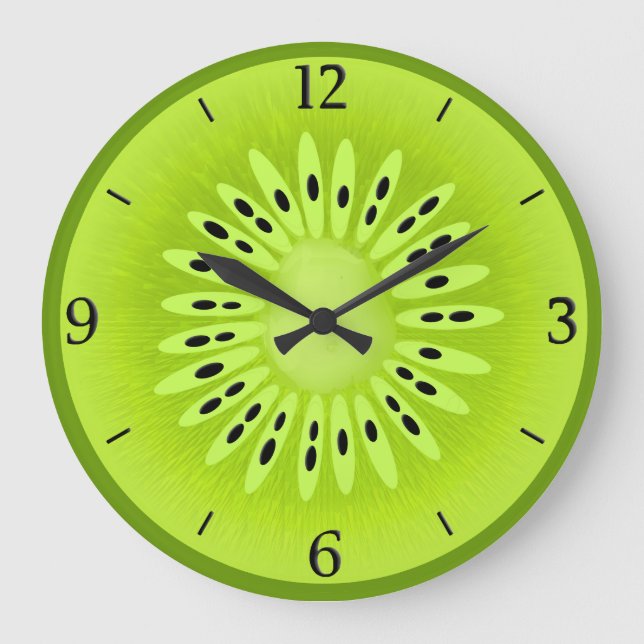 Kiwi Stylized Fruit Slice Große Wanduhr (Vorderseite)