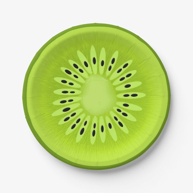 Kiwi Stylized Fruit Slice Pappteller (Vorderseite)