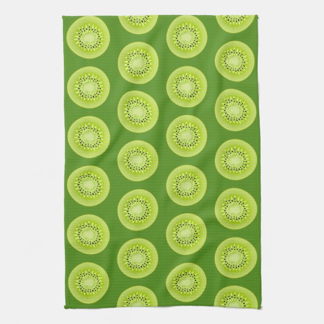 Kiwi Stylized Fruit Slices Geschirrtuch (Vertikal)