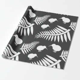 Kiwi und Farne Neuseeländisches Umschlagpapier Geschenkpapier