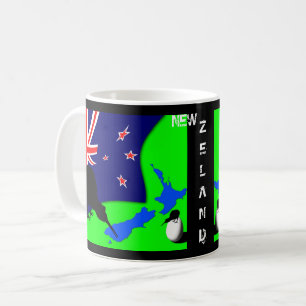 Kiwi-Vogel, Ei u. Neuseeland-Karte (Zeichnen) Kaffeetasse