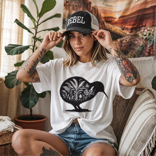 Kiwi-Vogel mit einheimischen Pflanzen T-Shirt