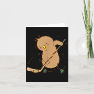 Kiwi-Vogel spielt Feldhockey Kiwi-Vogel und Frucht Karte