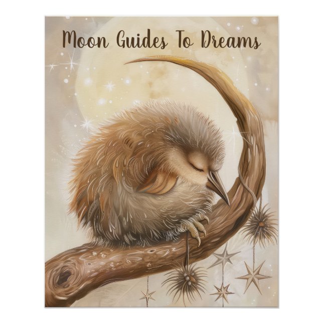 Kiwi-Vogelbaby auf dem Mond Poster (Vorderseite)