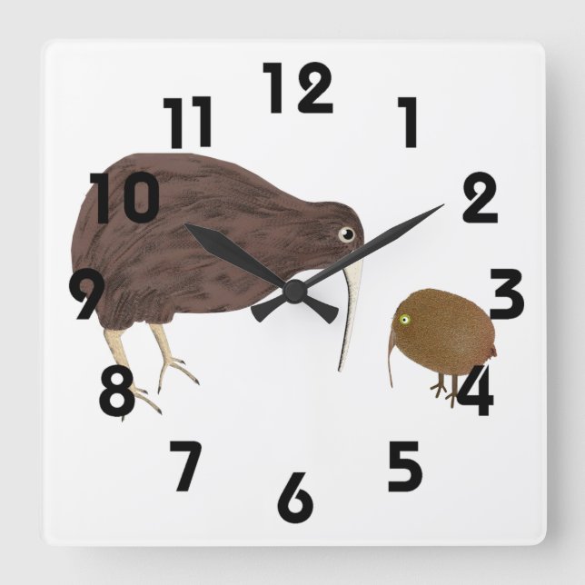 Kiwi Wall Clock Quadratische Wanduhr (Vorderseite)