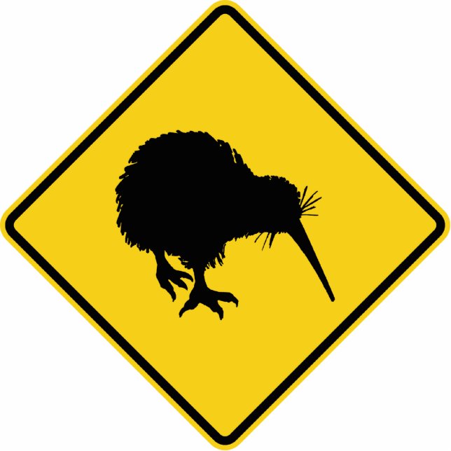 Kiwi Warning Freistehende Fotoskulptur (Vorne)