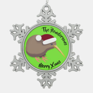 Kiwi Weihnachten Schneeflocken Zinn-Ornament